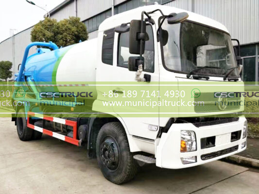 DONGFENG 14 Ton Vacuum Tank Mounted Truck Blue Side