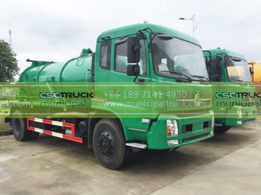 DONGFENG 14 Ton Vacuum Tank Mounted Truck Green Head