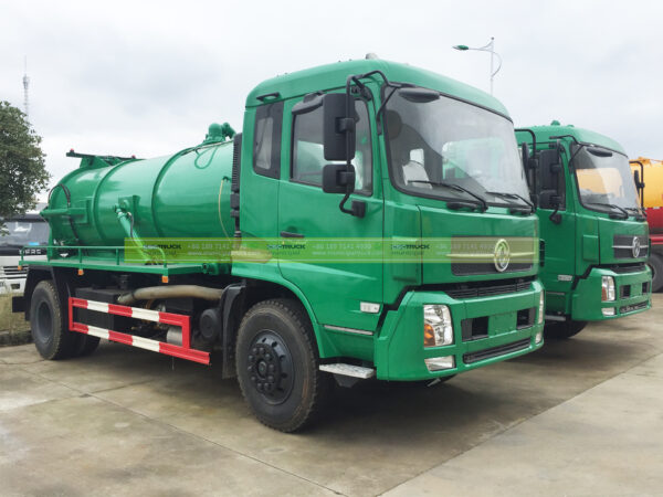 DONGFENG 14 Ton Vacuum Tank Mounted Truck Green Head