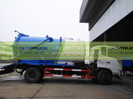 DONGFENG 14 Ton Vacuum Tank Mounted Truck Blue Side