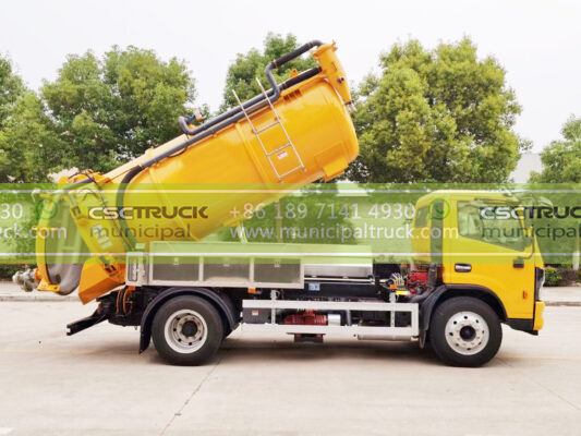 DONGFENG 14 Ton Vacuum Tank Mounted Truck Yellow Side
