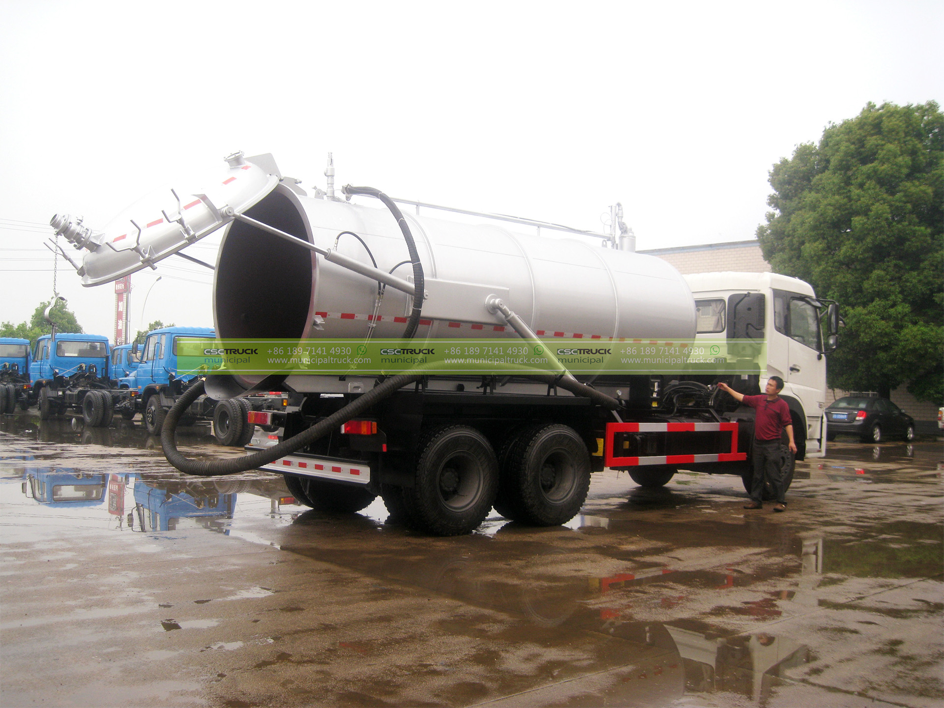 DONGFENG 18000 Liters Sewage Vacuum Truck 1 DONGFENG 18000 Liters Sewage Vacuum Truck Silver Back