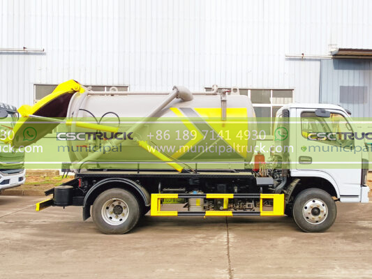 DONGFENG 8 Ton Liquid Vacuum Tanker Truck Yellow Left