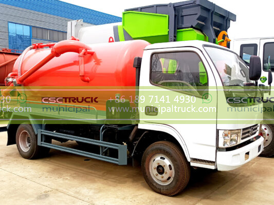 DONGFENG 8 Ton Liquid Vacuum Tanker Truck Left Red