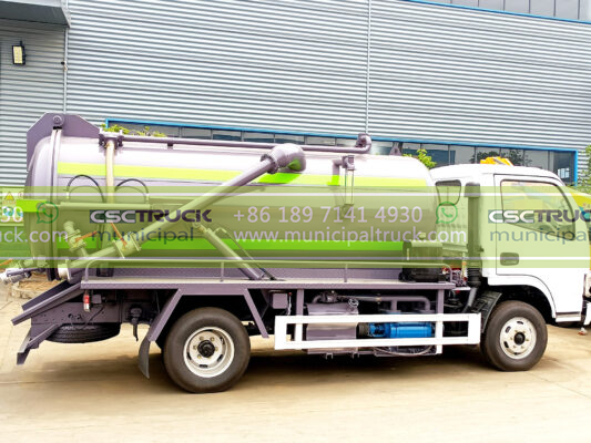 DONGFENG 8 Ton Liquid Vacuum Tanker Truck Silver Left