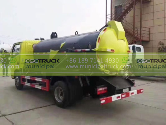 DONGFENG 8 Ton Liquid Vacuum Tanker Truck Yellow Right Back