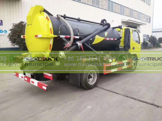 DONGFENG 8 Ton Liquid Vacuum Tanker Truck Yellow Left