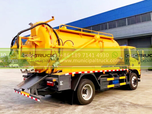 DONGFENG 8 Ton Liquid Vacuum Tanker Truck Orange Left