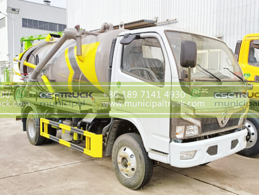 DONGFENG 8 Ton Liquid Vacuum Tanker Truck Yellow Left