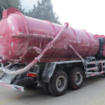 Vacuum Sewer Trucks Upgrade Riyadh Infrastructure Maintenance HOWO 16000 Liters Septic Tank Vacuum Truck Pink Left Back
