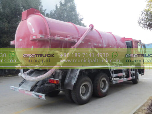 HOWO 16000 Liters Septic Tank Vacuum Truck Pink Left Back
