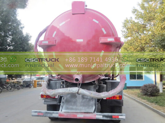 HOWO 16000 Liters Septic Tank Vacuum Truck Pink Back