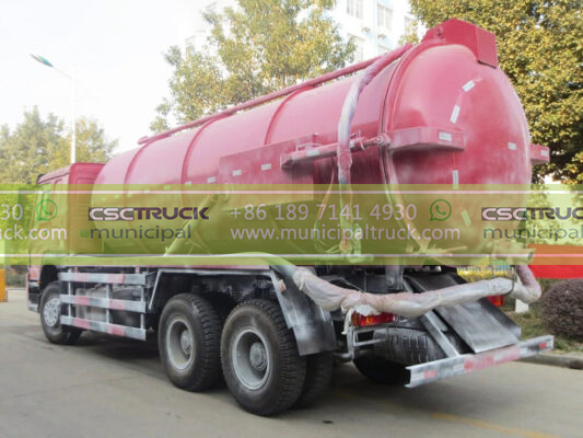 HOWO 16000 Liters Septic Tank Vacuum Truck Pink Right Details
