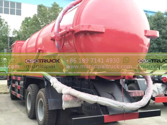 HOWO 16000 Liters Septic Tank Vacuum Truck Red Back