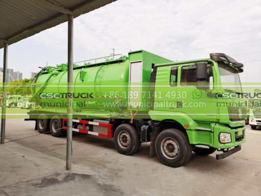 SHACMAN 25 Ton Sewer Suction Truck Green Left Side