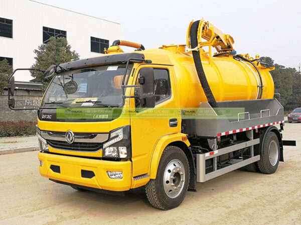 Sanitary Combination Sewer Cleaning Truck Yellow Right