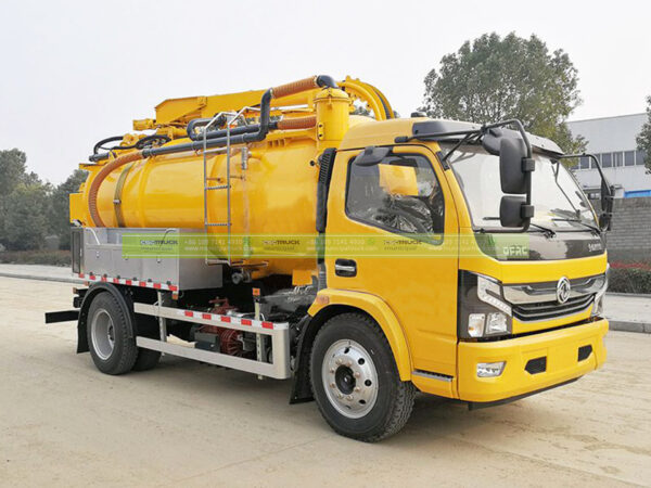 Sanitary Combination Sewer Cleaning Truck Yellow Left