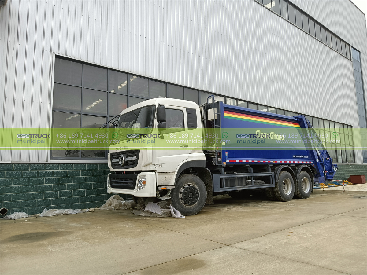 Dongfeng Municipal Solid Waste Compactor Truck Left View Dongfeng Municipal Solid Waste Compactor Truck Left View