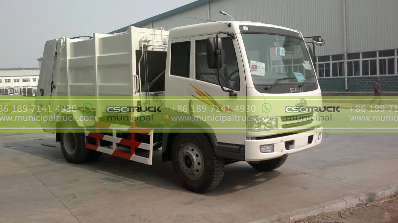 FAW 12CBM Rear Loader Garbage Truck Side View FAW 12CBM Rear Loader Garbage Truck Side View