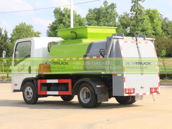 FAW 4CBM Kitchen Waste Garbage Truck Working
