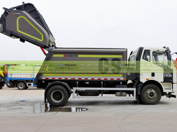 FAW Garbage Removal Compactor Truck Working