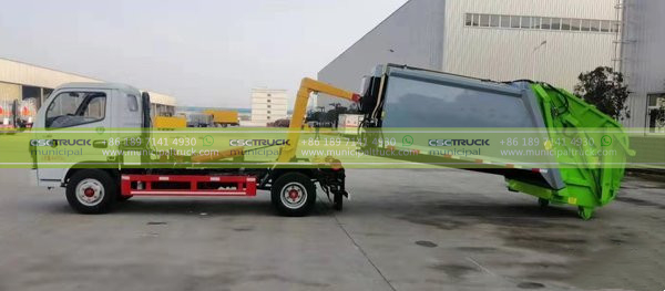 Hook Loader and Rear Loader Combined Garbage Truck Working