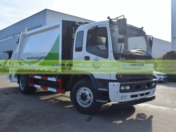 ISUZU 12CBM Rear Loader Garbage Truck Side View