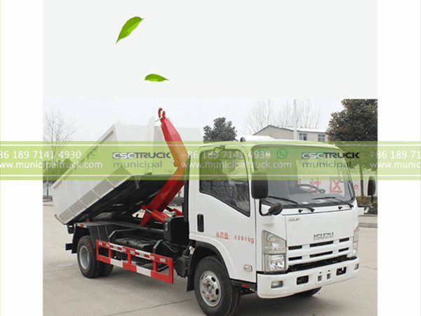 ISUZU 6T Roll off Garbage Truck Working
