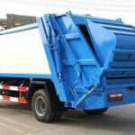rear compactor garbage truck blue