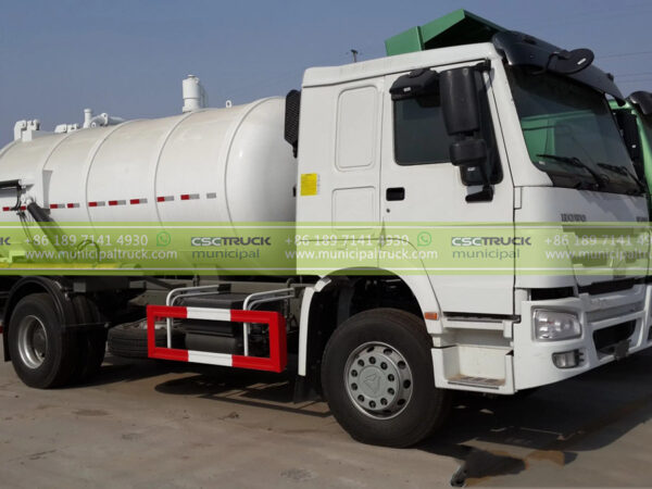 HOWO 12000 Liter Sludge Sewer Suction Vacuum Truck Left