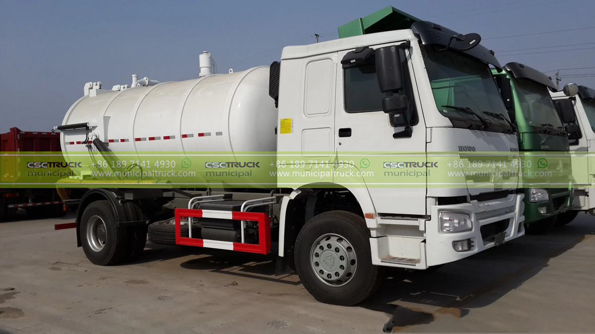 HOWO 12000 Liter Sludge Sewer Suction Vacuum Truck Left