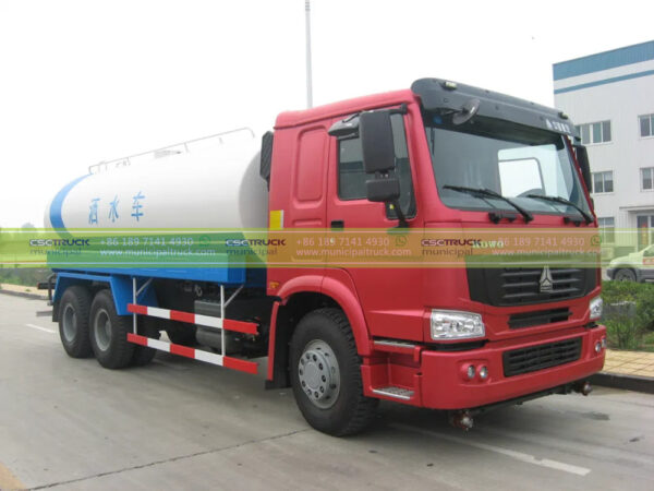HOWO 25 Ton Water Tanker Sprinkler Truck Red Tractor