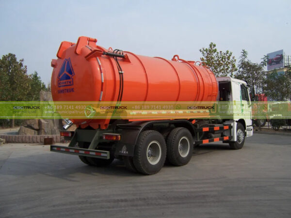 HOWO 20 CBM Fecal Suction Sewage Truck Red Body