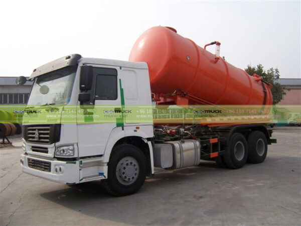 HOWO 20 CBM Fecal Suction Sewage Truck Red Tractor