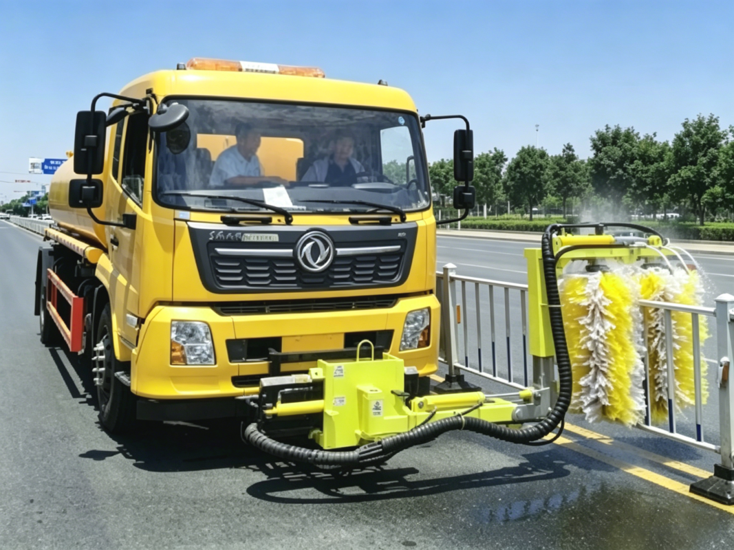 Fence sweeper truck