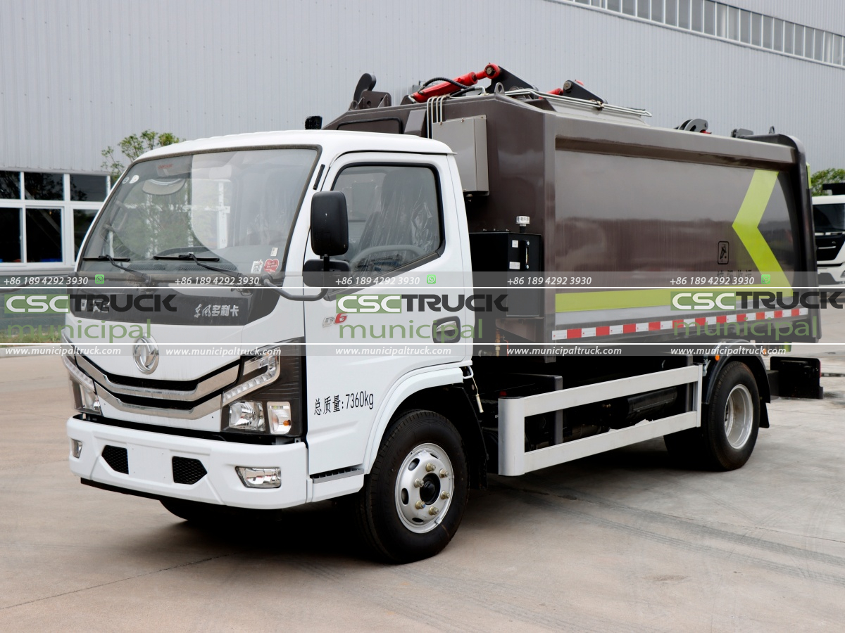 4 DONGFENG 6CBM Side Loader Garbage Truck